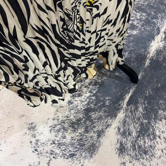 NWT Beulah Style Tiger Party Dress Women Pleated Maxi Dress Black/White Abstract - Picture 10 of 14